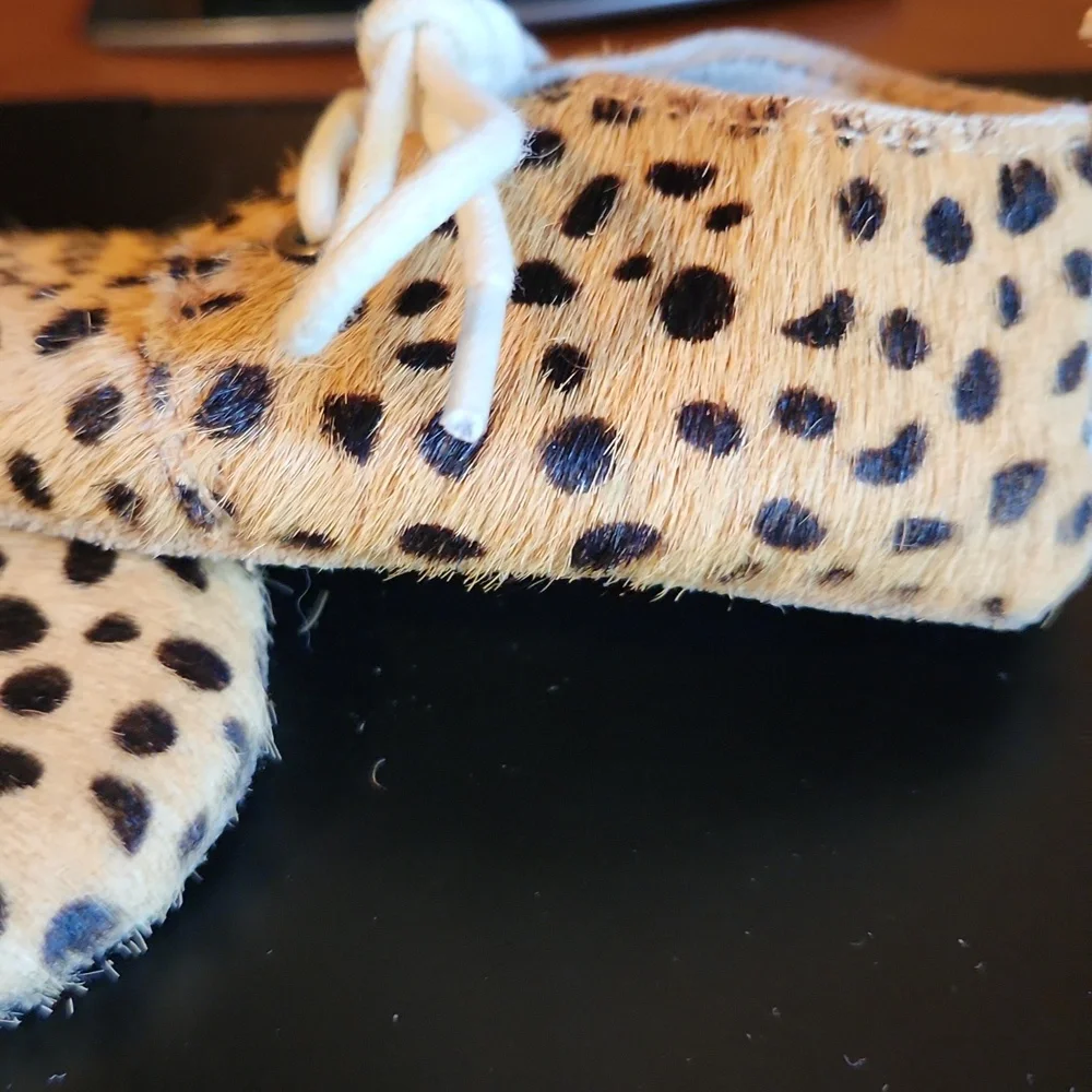Monkey Feet Tan and Black Leopard Print Faux Fur Baby Shoes 6-12months